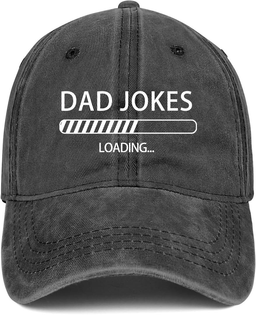 Dad Jokes Hat for Dad Papa Fathers Day Birthday Gifts for Men Dad from Daughter Son - Funny Black Dad Baseball Cap (One Size)