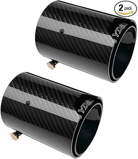 YDES 2.5 Inch Inlet Set of Carbon Fiber Car Exhaust Tips Fit for 2.5 Inch 63mm Exhaust Pipe BLack