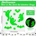 45 Pcs Halloween Glow in The Dark Gel Window Clings Green Luminous Ghosts Bats Stars Reusable Decals Glow Wall Stickers for Halloween Party Home Wall Window Mirror Decoration