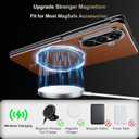 [One-Piece 3-in-1 Case for Samsung Galaxy Z Fold 7: Compatible with MagSafe, Built-in Hinge & Screen Protector, 360 Magnetic Ring Stand, Full-Body Protection Genuine Leather Cover, Brown