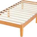 Simple Deluxe Twin Size Wood Bed Frame, 12 Inch Wooden Platform Bed with Support Slats, No Springs Required, Storage Space Under The Durable Bed Frame, Natural Pine