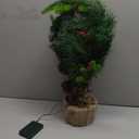 2ft Mini Small Christmas Tree with Lights Timer, Artificial Tabletop Christmas Tree with 30 LED Lights/59 PE&PVC Tips/Berries&Pinecones, 24 Inch Xmas Tree with Burlap Base for Holiday Indoor Decor