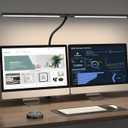LED Desk Lamp for Office and Home - Architect Lamp with Clamp, Dual Screen Computer Monitor Gooseneck Smart Light: 24W Lighting Table Lamp