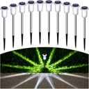 Gorrzai Solar Pathway Lights 10 Pack Christmas Solar Lights Outdoor Waterproof 6000K Cold White Yard Lighting, LED Stainless Steel Stake for Garden Outside Landscape Lawn Driveway Walkway Path