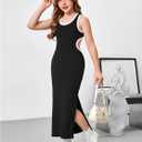BEAUDRM Girl's Summer Cut Out Scoop Neck Maxi Dress Sleeveless Split Hem Casual Dresses Black 9Y 