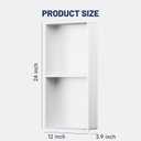 Stainless Steel Shower Niche 24" X 12" No Tile Needed Niche Shower with Two-Tier Recessed Wall Niches Insert for Bathroom Kitchen Storage, White, 12W * 24H