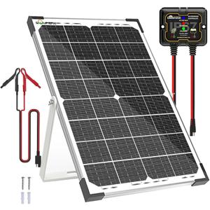 SOLPERK 30W Solar Battery Charger Solar Battery Maintainer + Upgrade 10A MPPT Charge Controller + Adjustable Mount Bracket for Car RV Boat Motorcycle12V Waterproof Solar Panel Kit Trickle Charging
