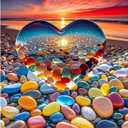500 Piece Jigsaw Puzzle for Adults Heart-Shaped Sunset Beach Pebbles Colorful Stones Scenic Ocean View Puzzle Challenging 500pc Art Puzzle for Adults & Families (20x15 Inches)