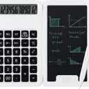 Desk Portable Basic Calculator, Small Mini Calculators with Writing Notepad and Stylus, More Lightweight and Portable, 12Digit Large Display Multi-Function for Office, School, Home & Financial (White)