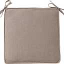 Sunbrella 18" x 18" Dining Chair Pad Cushion with Corded Edge, Soft Fiber Batting Insert, Removable Reversible Cover & Ties - Cast Shale