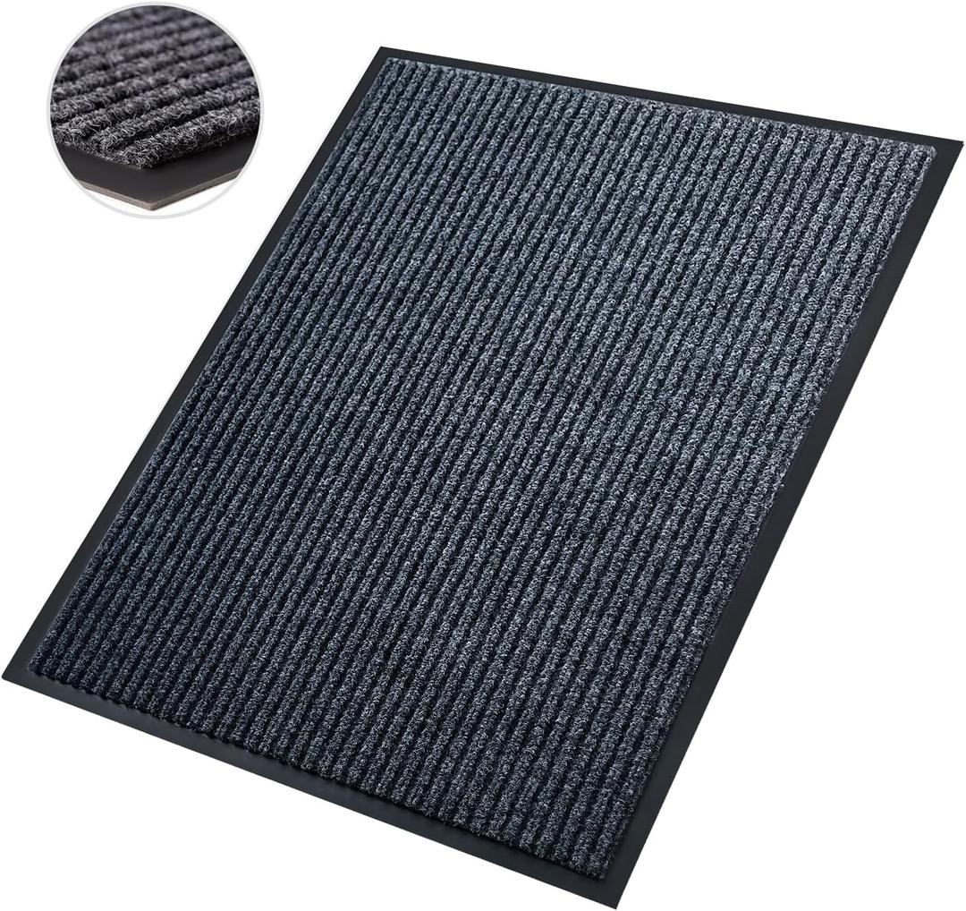 Front Door Mat,2'x3'Indoor Outdoor Door Mat,Heavy Duty Durable Welcome,Commercial Floor Mats Inside Outside Entrance, Waterproof All-Season, All-Weather Non Slip Backing Doormat for Entryway,Black