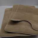 HOMEIDEAS Upgraded Bathroom Rugs Set 3 Piece, Extra Thick Absorbent Soft Memory Foam, Washable Toilet Bath Mat (Beige,17"x24"+20"x32"+U Shape 20"x24")