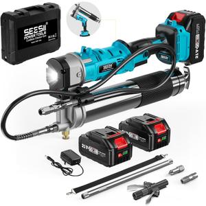 Seesii Innovative 2-in-1 Grease Gun: High-Efficiency 5.3 oz/min 12,000 PSI Electric Grease Gun Kit with 2 * 2.0AH Batteries and Charger, Easy-to-Use for Farmers, Equipment Operators & Owners