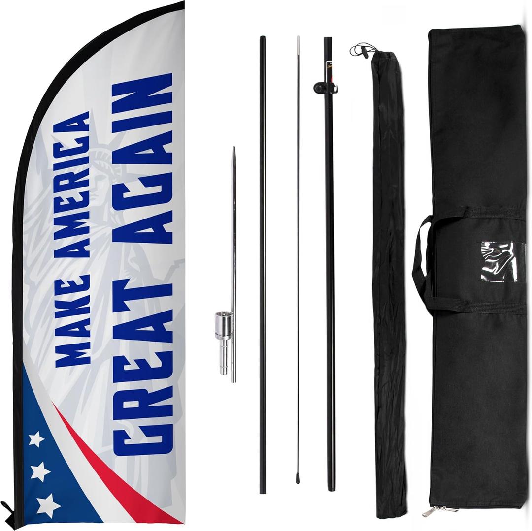 "Patriotic Red White and Blue Feather Flag  Double-Sided Yard Banner with Ground Spike  Eye-Catching Outdoor Decoration for Homes and Events  Show Your 2025 Support on Holidays"