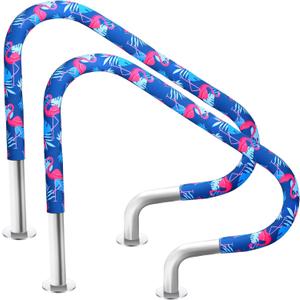Junkin 2 Pcs Pool Handrail Covers Slip Resistant Rail Grip Covers for Swimming Pool Hand Railing(Flamingo Zip Style,4 ft)
