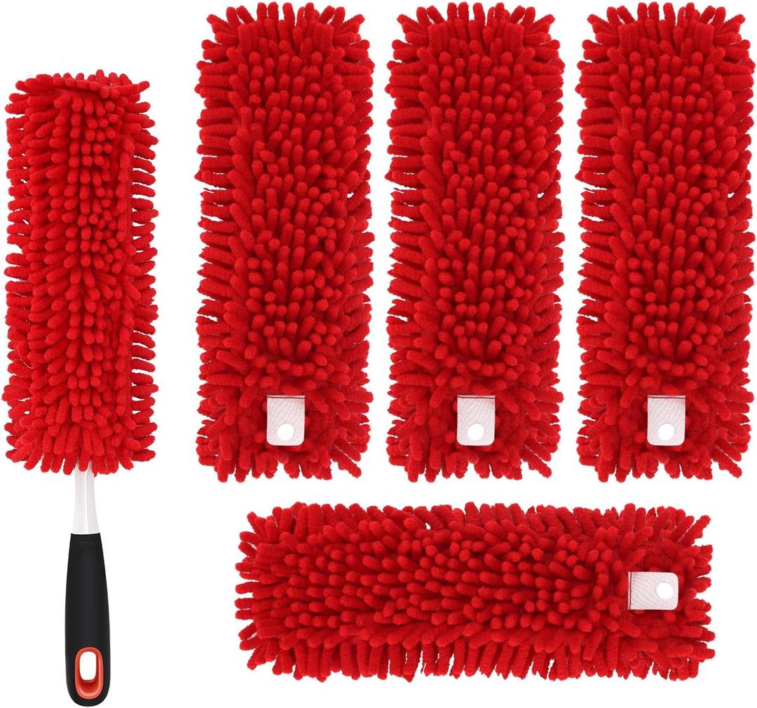 Reusable Microfiber Duster Refills Compatible with OXO & for MR.SIGA Duster- Washable Dusters Refill for OXO Good Grips Extendable Duster for Cleaning, 4 Pack (Handle is Not Included)