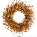 24 Inch Fall Wreaths for Front Door Wreath with Flowers,Grain,Eucalyptus Leaves Autumn Wreath for Front Door Wall Home Harvest Thanksgiving Decor