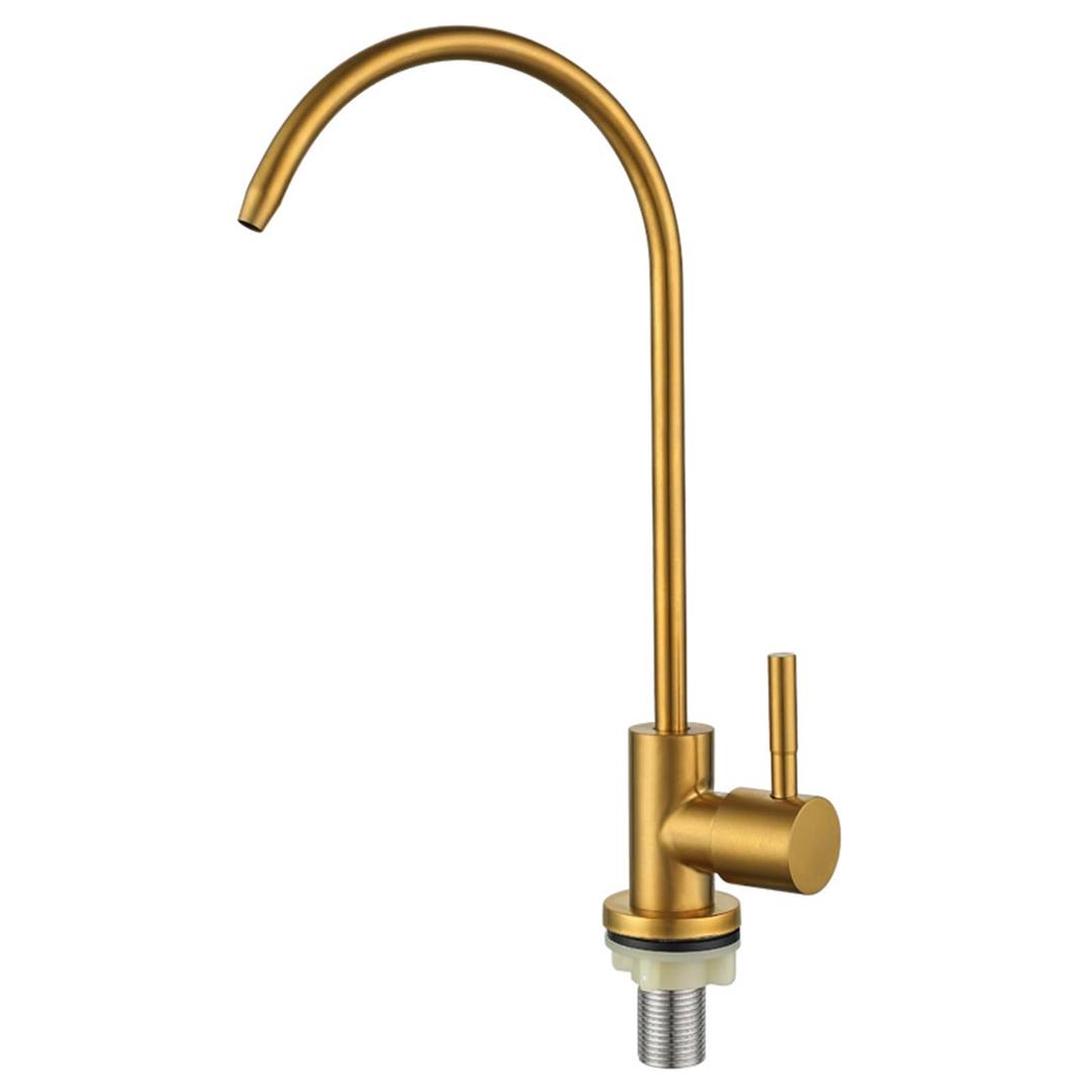 Gold Swan Neck Swivel Kitchen Sink Filter Tap Filtered Faucet for Clean Drinking Water