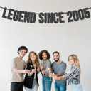 2 x Legend Since 2005 Banner for 20th Birthday Party Decoration,Happy 20th Boys Girls Birthday Party Banner,Handmade - Black