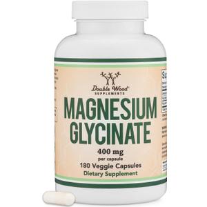 Magnesium Glycinate 400mg, 180 Capsules (Vegan Safe, Third Party Tested, Gluten Free, Non-GMO) High Absorption Magnesium by Double Wood Supplements, Best By 09/2026