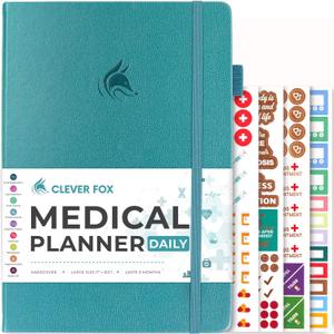 Clever Fox Medical Planner Daily – Medical Notebook, Health Diary, Wellness Journal & Logbook to Track Health – Self-Care Medical Journal – 3 Months, Undated, 7″ x 10.5″, Hardcover (Aquamarine)