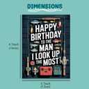 Happy Birthday To The Man I Look Up The Most Fishing Lover Birthday Card For Dad Grandpa Husband - Size 6.3"x4.7" Blank Inside with Kraft Envelope