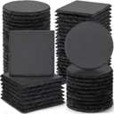 60 PCS Slate Stone Coasters Bulk, MAPRIAL 4 Inch 30 PCS Black Square and 30 PCS Round Handmade Drink Coasters for Laser Engraving, Engravable Blanks Material for Engraver, Home Decor, Gifts