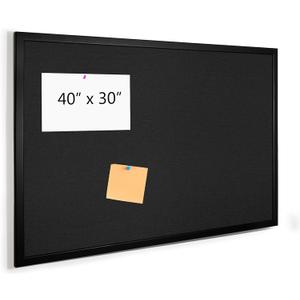 Bulletin Board 40 x 30 Inch Wood Framed Black Corkboard for Office