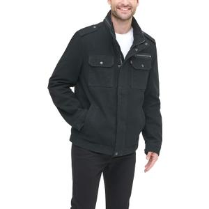 Levi's Men's Washed Cotton Military Jacket (Regular & Big & Tall Sizes) (Black, M)