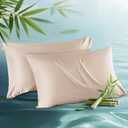 Bedsure Cooling Pillow Cases Queen Size Set of 2, Rayon Derived from Bamboo Cooling Pillowcases for Hot Sleepers, Soft & Breathable Cool Pillow Covers with Zipper, Gifts, Khaki, 20x30 Inches