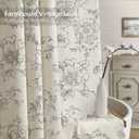 Farmhouse Floral Linen Shower Curtain, Vintage Grey Pattern Rustic Shower Curtains for Bathroom, Tan Taupe,Gray,72x72
