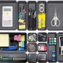 15 PCS Interlocking Desk Drawer Organizer Separator for Office,Bathroom,Kitchen,MakeupBlack