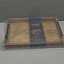 Fibogollo Acacia Wood Serving Tray with Metal Handles,15x10in Ottoman Decorative Trays Platter for Coffee Table,Living Room,Bar,Party(Medium)