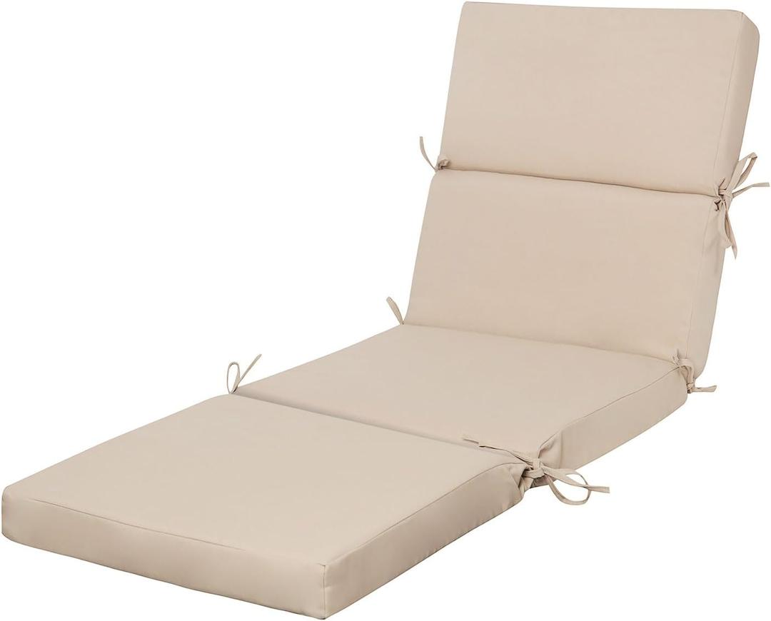 74 inch Outdoor Chaise Lounge Cushion, 74x22.5x3 inch Water Resistant Foldable Pool Lounge Chair Cushion Patio Thick Sun Lounger Cushions olefin (Khaki)