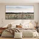 Tucai Decor Country Meadow Landscape Canvas Art Wildflowers and Field Farmhouse Wall Decor Framed Rustic Floral Print Ready to Hang 24x48 Inch Painting for Living Room Kitchen