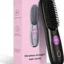 Go Brush Pro,2026 New Cordless Straight Hair Brush, Portable Scald-Proof mini Straight Hair Comb with Three Temperature Settings and LED Display Screen, Quickly Heating Travel Hair Brush (Dark Black)