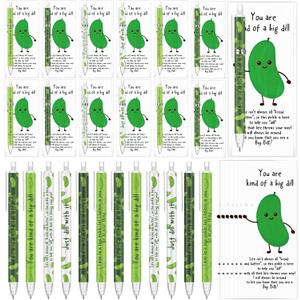 24 Set Pickle Gifts Bulk Inspirational Retractable Pencils 0.7mm Funny Mechanical Pencils with Positive Cards Back to School Gift for Student Teacher Coworker Office School Supplies