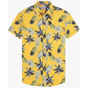 Men's Hawaiian Shirt Short Sleeve Button Down Tropical Summer Beach Casual Shirts XL
