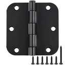 21 Pack Rounded Matte Black Door Hinges 3.5 Inch 5/8" Radius Interior 3 1/2" Flat Iron Bifold Residential Standard Bedroom Indoor for Doors 3 ½"Hardware Control House Home Decor Essentials Accessories