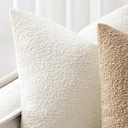 Pack of 2 24x24 Inch Decorative Boucle Throw Pillow Covers Textured Square Pillowcaes Accent Euro Solid Cozy Soft Cushion Covers Home Decor for Bed Sofa Couch Living Room,White