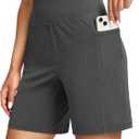 G Gradual Women's 7'' Athletic Long Shorts with Pockets High Waisted Stretch Bermuda Shorts for Women Walking Workout Casual L