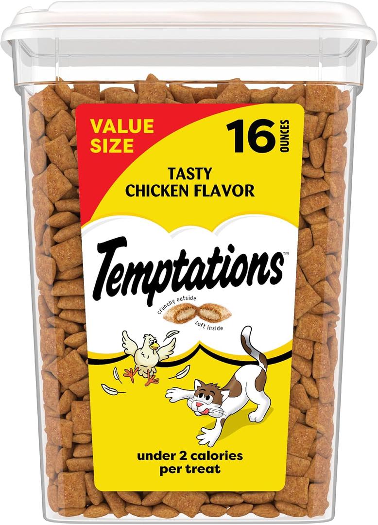 Temptations Cat Treats Classic Crunchy and Soft Cat Treats, Tasty Chicken Flavor, 16 oz. Tub (EXP 11/10/26)