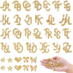 62 Pcs Rhinestone Letter Stickers Crystal Alphabet A-Z Self-Adhesive Letter Patches Bling Glitter Stickers Iron on Letters for Clothing Craft Decor Black