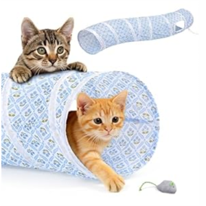 Glittme Cat Tunnel, Cat Tunnels for Indoor Cats, S-Shape Cats Cave with Cat Toys, Foldable Cat Tubes and Tunnels for Cats, Rabbit, Puppy, Guinea Pig