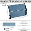 58.5x35 Inch Patio Window Awning Shade, Polycarbonate Door Entrance Canopy Cover Protection for Sunshine & Rain, Grey with Black Edge