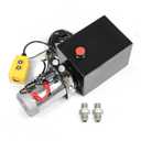 12V DC Hydraulic Power Device 8 Quart/ 10 Quart/ 13 Quart Hydraulic Dump Trailer Pump for Lifting and Lowering Dump Trailer Trucks Single/Double Acting (8 Quart Double)