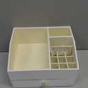 VLANDO Makeup Organzier,Vanity Organizer with Drawers, PU Leather Skincare Organizer Perfume Organizer,Large Cosmetic Display Case for Lipstick,Brushes Gifts for Women-White (2 layers-White)