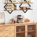 CHOEZON Floating Shelves, Set of 2 Wall Shelves, 2-Tier Hanging Shelves, Wall Shelf Set of 2, Wall Mounted Shelves, for Living Room, Bedroom, Kitchen, Office, Study, Rustic Brown TBJ01P2BF