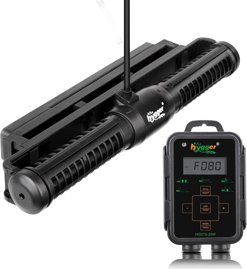 Hygger Aquarium Wave Maker - Adjustable Cross Flow Pump with LED Display Controller, Magnetic DC 24V Powerhead for Freshwater & Marine Reef Aquariums Up to 265 Gallon (25W)