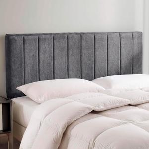 Upholstered Queen Headboard - Easy Assemble Channel Stitched Headboard Queen Size - Wall Mounted Headboards with 3D Soundproof Wall Panels Peel & Stick Floating Headboards, Grey (Gray)